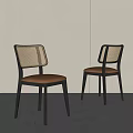 Modern Dining Chairs With Woven Back Black Legs And Brown Leather Seat Design