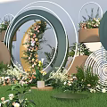 Outdoor Photo Check In Spot With Green Grass And Circular Ring Flower Decorations