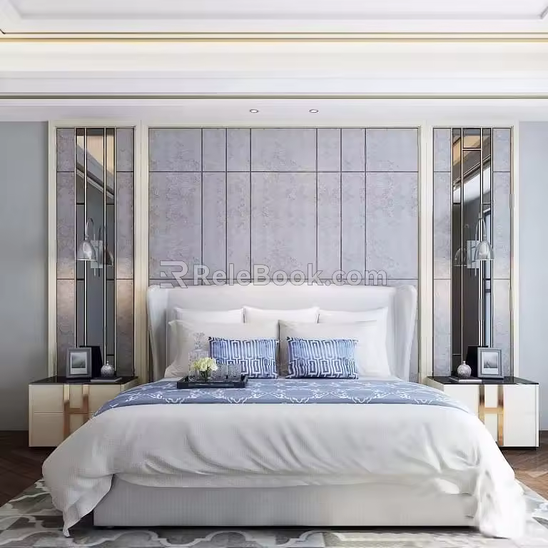 Background double bed 3d model