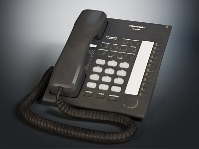 Elegant Panasonic Corded Telephone Featuring Keypad Handset And Coiled Cord 3d model