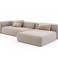 Modern Light Gray Sectional Sofa With Cushions And Spacious Seating Design 3d model
