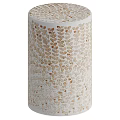 Elegant Round Side Table With White Base And Gold Brown Leaf Pattern Design 3d model