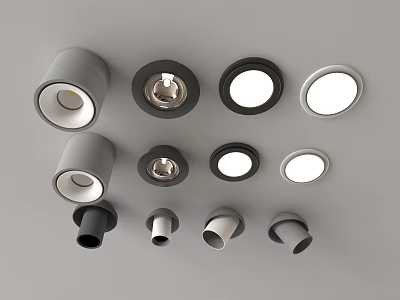 Modern Downlights and Spotlights with Various Designs and Colors for Home Lighting 3d model