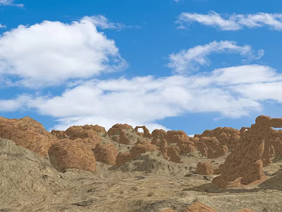 Breathtaking Red Rock Landscape With Blue Sky White Clouds And Natural Rock Formations 3d model