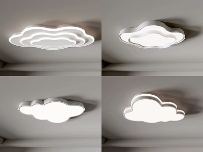 Modern Cloud Shaped Ceiling Light with Soft Glow for Kids Bedroom 3d model