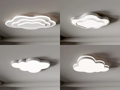 Modern Cloud Shaped Ceiling Light with Soft Glow for Kids Bedroom 3d model