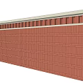 Red Brick Building Exterior Wall With Horizontal Lines And Architectural Details 3d model