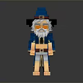 Pixel Style Man In Blue Wizard Hat White Beard Sunglasses Blue Robe Red Boots