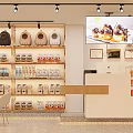 Modern Bakery Shop Interior With Pastry Shelves And Display Screen
