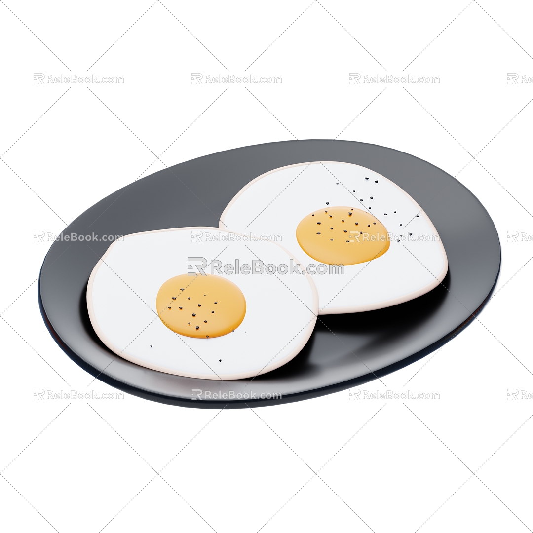 Modern Fried Eggs Cartoon Fried Eggs Food 3d model