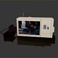 Precision Computer Controlled CNC Lathe Machine with White Body Red Component and Black Chip Collector 3d model