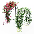 Decorative Garden Arches With Red And White Flower Vines