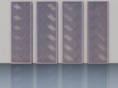 Four Modern Hinged Doors With Intricate Geometric Patterns In Interior Space 3d model