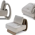 Modern Single Seater Sofa With Curved Armrest Plush Cushion And Multiple Views 3d model
