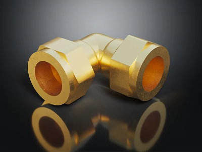 Brass Plumbing Pipe Elbow Fitting With Smooth Surface And Reflective Finish 3d model