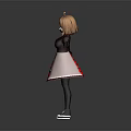 Anime Style Game Character With Orange Hair Red Plaid Skirt And Blue Eyes