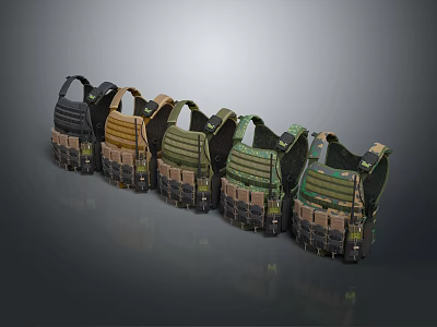 Tactical Vests In Assorted Colors With Utility Pockets Functional Design For Outdoor Use 3d model