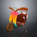 Colorful Tricycle with Brown Frame Colorful Canopy and White Lifebuoy