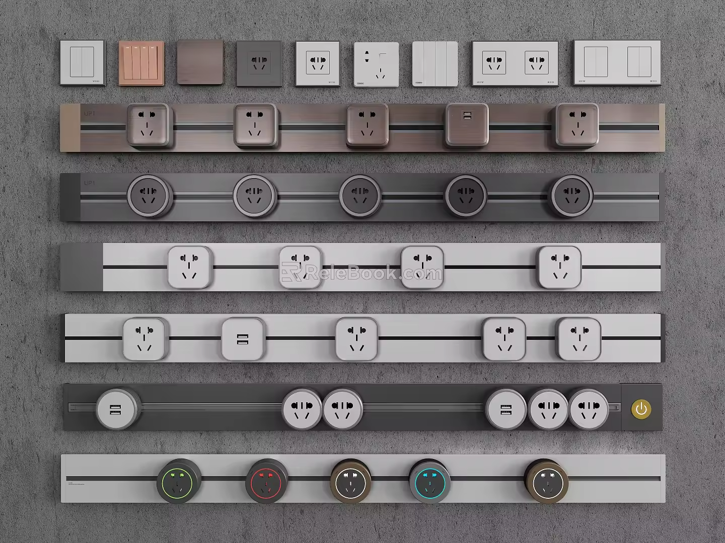 Rail Socket Switch Slide Rail Socket Round Socket Mobile Socket TV Socket Smart Socket 3d model