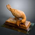 Eagle Sculpture With Detailed Feathers Bending Head On Decorative Stone Base 3d model