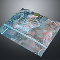 Detailed 3D Terrain Model With Roads Mountains And Farmland