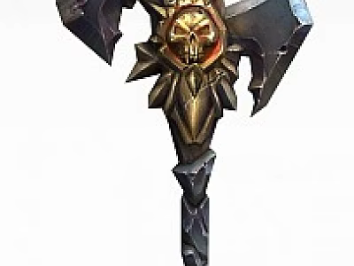 Tech Exhibition Hall Displaying Fantasy Weapon Model With Intricate Metal Design And Decorative Details 3d model