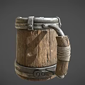 Rustic Wooden Mug with Metal Hoops and Sturdy Wooden Handle for Daily Use