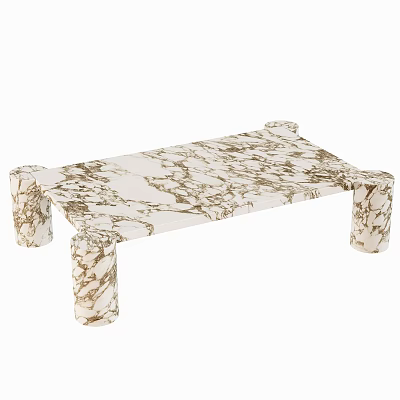 Modern Marble Coffee Table With White And Gold Veined Surface And Elegant Leg Design 3d model