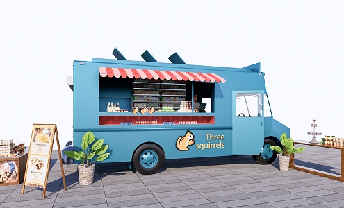 Modern Vans Commercial Trolley Fast Food Truck Dessert Booth 3d model