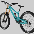 Light Blue Mountain Bike Equipped With Suspension And Large Tires