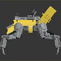 Yellow And Gray Mechanical Robot Model Featuring Multiple Legs And Tool Components 3d model