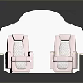 Small Cabin Interior Design With Pink Seats And White Curved Structure 3d model
