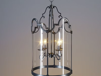 Elegant Classic Chandelier With Metal Frame Glass Shade And Candle Style Bulbs 3d model