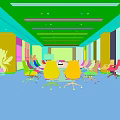 Modern Conference Room Interior With Long Table Ergonomic Chairs Green Plants And Flat Screen TV
