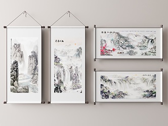 Chinese Landscape Painting Decoration Hanging Painting 3d model