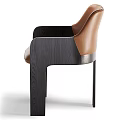 Modern Leisure Chair With Brown Leather Upholstery And Dark Wooden Frame Armrests