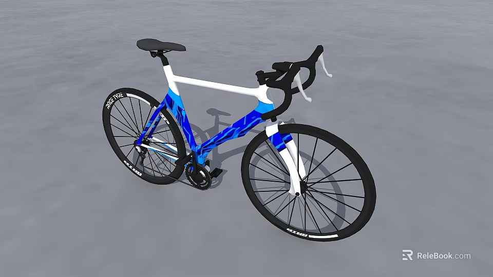 Sleek Blue And White Road Bike With Drop Handlebars And Black Wheels 3d model 