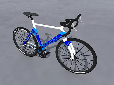 Sleek Blue And White Road Bike With Drop Handlebars And Black Wheels 3d model