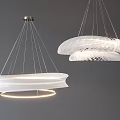 Modern White Layered Pendant Chandeliers With Hanging Fabric Design And Soft Lighting
