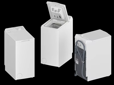 Three Different White Washing Machines with Various Designs for Modern Home Laundry 3d model