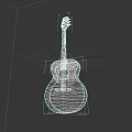 Acoustic Guitar And Art Supplies With Wooden Body And Paintbrushes