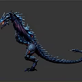 Blue And Purple Mechanical Dragon With Metallic Wings In Standing Pose