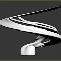 Modern Artistic Silver Metallic Sculpture With Curved Design And Smooth Reflective Surface