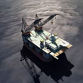 Offshore Industrial Equipment Platform with Crane for Marine Construction Operations