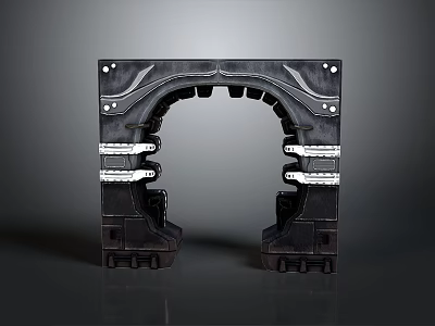Sci-Fi Mechanical Archway Featuring Metallic Structure And Futuristic Industrial Design Elements 3d model