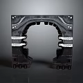 Sci-Fi Mechanical Archway Featuring Metallic Structure And Futuristic Industrial Design Elements