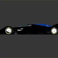 Futuristic Race Car With Sleek Design Blue Accents Large Wheels And Rear Wing