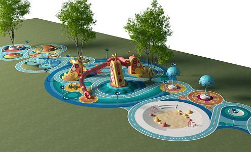 Modern children's play area Children's activity area 3d model