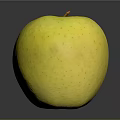 Fresh Yellow Apple With Shiny Surface On Dark Background For Healthy Snack