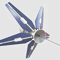 Industrial Equipment With Blue Solar Panels Rotating Blades Central Mechanical Body And Antenna
